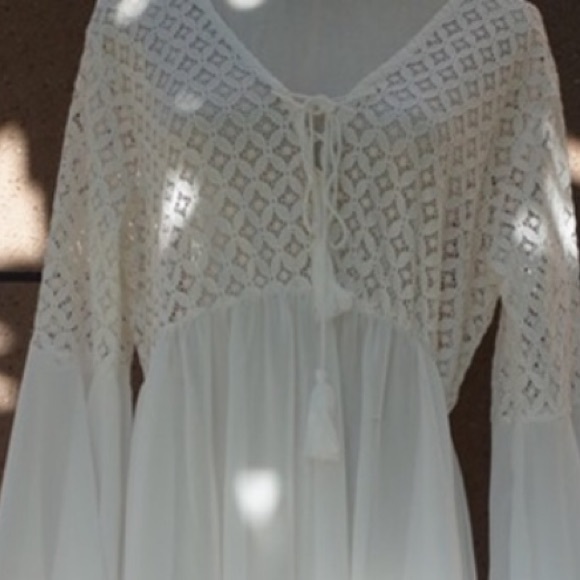 #116. 3 LEFT! PRICE FIRM 🩷CLOSEOUT NEW! Bohemian Gypsy long White Maxi Dress - Picture 6 of 7